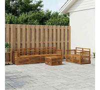 Outdoor sofa set 7pc Natural Solid Acacia Wood Modular 59x63x73cm Slatted Seats