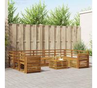 Outdoor sofa set modular 10pc solid acacia wood natural 59x59x37 cm slatted arm