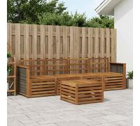 Outdoor Sofa Set Natural Acacia Wood 5pc Slatted Weatherproof 59x63x73cm Support