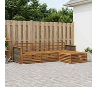 Outdoor Sofa Set Natural Solid Acacia Wood 249.5x162.5x73 cm Weatherproof Garden