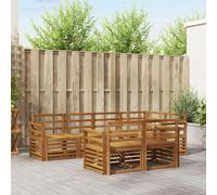 Outdoor Sofa Set Natural Solid Acacia Wood 249x130.5x73cm Slatted Weatherproof.