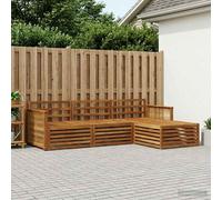 Outdoor sofa set Natural solid acacia wood 249x162.5x73 cm modular seating sofa