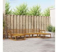 Outdoor Sofa Set Natural Solid Acacia Wood 329x162.5x73 cm Slatted with Armrests