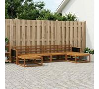 Outdoor Sofa Set Natural Solid Acacia Wood 329x162.5x73cm 6-Piece Patio Seating