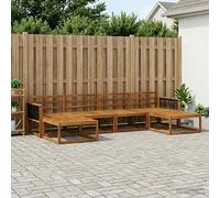 Outdoor Sofa Set Natural Solid Acacia Wood 329x162.5x73cm Slatted Back Armrests