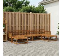 Outdoor Sofa Set Natural Solid Acacia Wood 329x162.5x73cm Slatted Back Armrests