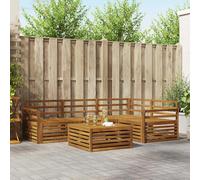 Outdoor Sofa Set Natural Solid Acacia Wood 5-Pc 79x79x37cm Lacquered Modular Set