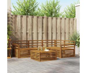 Outdoor Sofa Set Natural Solid Acacia Wood 5-Pc 79x79x37cm Lacquered Modular Set