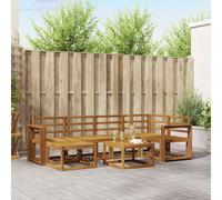Outdoor sofa set Natural solid acacia wood 59x59x37cm 7pc modular weatherproofed