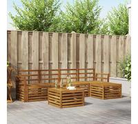 Outdoor Sofa Set natural solid acacia wood 59x59x37cm modular 6pc bright lacquer