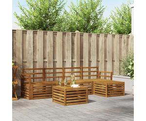 Outdoor Sofa Set natural solid acacia wood 59x59x37cm modular 6pc bright lacquer