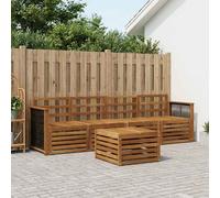 Outdoor Sofa Set Natural Solid Acacia Wood 5pc Modular Slatted 59x63x73cm Relax