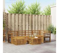 Outdoor Sofa Set Natural Solid Acacia Wood 6-Seater Modular Slatted Patio Corner