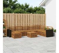 Outdoor Sofa Set Natural Solid Acacia Wood 8-Seater Modular Lacquered Corner 8pc