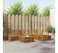 Outdoor Sofa Set Natural Solid Acacia Wood Modular 5pc 79x79x37cm Durable 5seats
