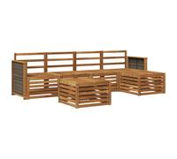 Outdoor Sofa Set 6pcs Solid Acacia Wood Natural Weather-Resistant Modular Seats
