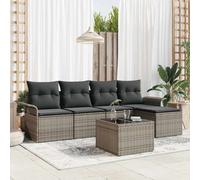 Outdoor Sofa With Cushion 6 Pcs Grey Poly Rattan