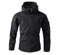 Outdoor Softshell Jacket Men's Waterproof Breathable Hiking Jacket Windproof Stand-Up Collar Transition Jacket with Zips Solid Simple Leisure Jacket with Hood Lightweight Sports Jacket, O Black, L