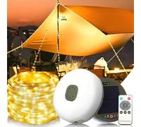 Outdoor Solar Camping String Lights, 10M 100LED Solar Fairy Lights, 8 Lighting Modes & Waterproof IP65, USB Rechargeable, Tent Lamp for Indoor and Outdoor, Home Garden Pati, Party Festival Decor