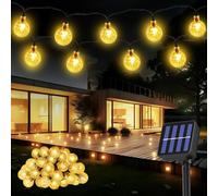 Outdoor Solar Fairy Lights, 12 m, 60 LEDs, 8 Modes, IP65 Crystal Ball, Solar Fairy Lights, Outdoor Weatherproof for Garden, Balcony Decoration, Patios, Christmas, Weddings, Parties, Trees, Warm White