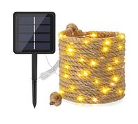 Outdoor Solar Fairy Lights - Solar Rope Lights Outdoor Garden Hemp Rope Wire String Light IP65 Waterproof Hemp Pendant Lights Battery Powered for Garden Patio Balcony Decor