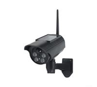 Outdoor Solar Fake Security Camera Featuring Motion Sensor 360 Rotation And Flashing Red Light To Mimic Real Surveillance For Garden Yard Driveway Garage Entrance Weatherproof Deterrent Device Black