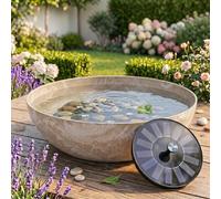 Outdoor Solar Fountain Set - Depth 45 cm Bowl in Sand Beige as Garden Fountain