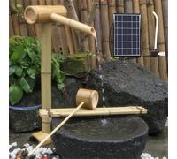 Outdoor Solar Fountain with Bamboo Design, Includes Pump, Solar Panel, Water Filter, and Tube for Zen Garden Decor