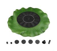 Outdoor Solar Fountain with Lotus Leaf Style for Bird Bath Pool - Eco Friendly Floating Water Feature 6 Nozzles Green 16cm