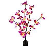 Outdoor Solar Garden Lamp Stake Lights LED Powered with 20 Butterfly Orchid Flowers IP65 Waterproof Decorative for Patio Pathway Courtyard Lawn