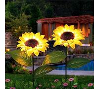 Outdoor Solar Garden Stake Lights,Solar Lights Outdoor Garden, 2Pack LED Solar Powered Realistic Sunflower Lights, Waterproof Decorative Landscape Lights for Garden Patio Lawn Yard Pathway (2PCS)