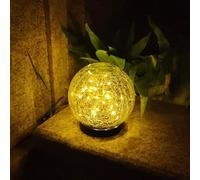 Outdoor Solar Globe Lights, Waterproof Garden Crackle Glass Solar Lights, for Path Yard Patio Lawn, Outdoor Decoration Landscape Garden Ball Lights (Warm White, 10CM 20LED)