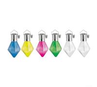 Outdoor Solar Hanging Diamond LED Lights 6Pcs for Garden Camping Party Decoration with Automatic Night Illumination and Weather Proof Design