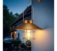 Outdoor Solar Hanging Lanterns Vintage Light with Warm LED Bulbs for Garden Yard Patio Pathway Tree Decoration, Solar-Powered Landscape Lighting (Copper)