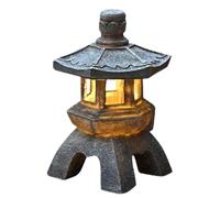 Outdoor Solar Lantern - Creative Palace Pagoda Light, Retro Stone Garden Ornament, Courtyard Landscape Decoration, Villa Exterior Lighting Craft | Elegant Lighting Display for Patio Yard Garden