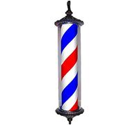 Outdoor Solar Lantern, LED Barbers Pole Light, Retro Red White Blue Rotating Wall-Mounted Hair Salon Sign, Waterproof Lamp for Hairdressing, Barber Shop Decor