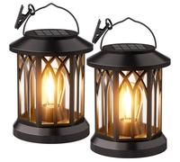 Outdoor Solar Lanterns for Outside: 2 Pack Garden Lanterns Waterproof with Clip, Hanging Solar Lights Outdoor Lantern Garden Decor, Birthday Gifts for Women Her Mom Pathway Decorations