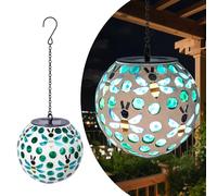 Outdoor Solar Lanterns Hanging Solar Lights Solar Mosaic Bee Lantern Outdoor Waterproof Lanterns Decorative Garden Patio Yard Party Decor Gift iGreen