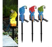 Outdoor Solar LED Light with Parrot Ornament and Waterproof Resin Body for Garden Decoration and For Nighttime Lighting (red)