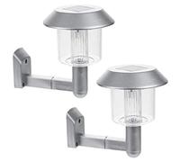 Outdoor Solar LED Lights Wall Lamps Waterproof Garden Set 2,4,6,8,10 (Silver, 2 Lights)