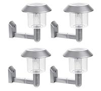 Outdoor Solar LED Lights Wall Lamps Waterproof Garden Set 2,4,6,8,10 (Silver, 4 Lights)