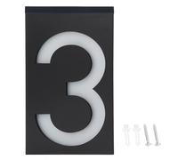 Outdoor Solar LED Number Sign Light, Door Address Light, Dusk to Dawn Sensor, High Visibility Display, with Fixing Screws, for Home Hotel Store Entrance, Rainproof (Number 3)