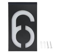 Outdoor Solar LED Number Sign Light, Wireless Door Address Light with 6 LEDs and Large Digits, Weatherproof IP55 Solar Powered House Number Plate for Home Hotel Store (Number 6)