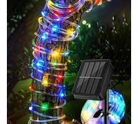 Outdoor Solar LED Rope Lights, IP65 Waterproof Rope Lights 12m/39.4ft 100LEDs Solar Decoration Lights with 8 Lighting Modes, Rope Fairy Light for Garden Tree Party Christmas Decoration (Multicolor)