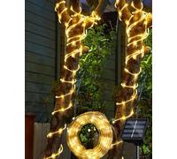 Outdoor Solar LED Rope Lights, IP65 Waterproof Rope Lights 12m/39.4ft 100LEDs Solar Decoration Lights with 8 Lighting Modes, Rope Fairy Light for Garden Tree Party Christmas Decoration (Warm White)