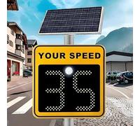 Outdoor Solar LED Speed Limit Sign, Radar Feedback Board, Aluminum, Ideal for Highways & Speed-Limited Roads, Bright ge, Sign High Visibility Day/Night, for School Zones(Yellow)