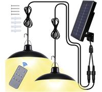 Outdoor Solar Light, Double Head IP65 Waterproof Solar Chandelier with Remote Control for Garden/Pergola/Balcony/Terrace (Warm White)