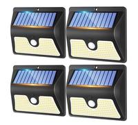 LBSTP Security Lights Motion Sensor - Solar Powered Outside Wall Lighting 144 LED Light Garden Fence IP65 Waterproof External for Front Door Yard Garage (4 Pack), Cool White, TBD-09