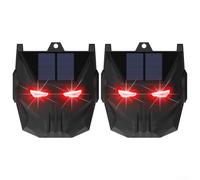 Outdoor Solar Motion Detector Alarm System Featuring Red Strobe Light To Repel Wildlife Such As Deer Rabbits And Bears For Yard Protection Black(2pcs)
