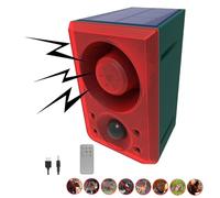 Outdoor Solar Motion Sensor Alarm - Dog Barking and Shooting Sound, Noise Generator 130dB with Remote Control, 20 Seconds Recording, Say Goodbye to Intruders